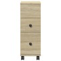 Narrow bathroom cabinet with wheels in Sonoma oak wood. by , Lockers and storage cabinets - Ref: Foro24-855234, Price: 54,62 ...