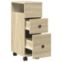 Narrow bathroom cabinet with wheels in Sonoma oak wood. by , Lockers and storage cabinets - Ref: Foro24-855234, Price: 54,62 ...