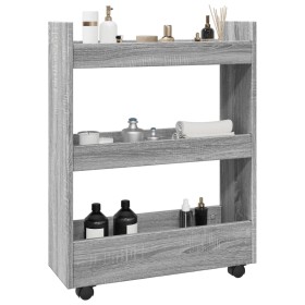 Narrow storage cart 3 levels gray Sonoma wood by , Kitchen and dining carts - Ref: Foro24-855255, Price: 53,99 €, Discount: %