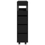 Narrow bathroom cabinet with wheels, engineered wood, black by , Lockers and storage cabinets - Ref: Foro24-855269, Price: 10...