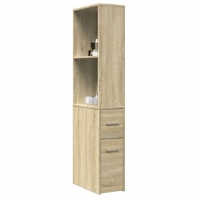 Narrow bathroom cabinet with wheels in Sonoma oak wood. by , Lockers and storage cabinets - Ref: Foro24-855297, Price: 93,27 ...