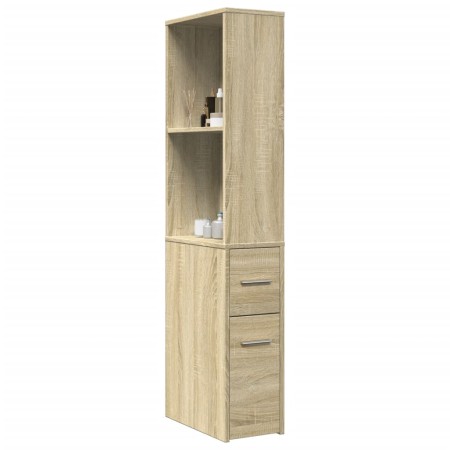 Narrow bathroom cabinet with wheels in Sonoma oak wood. by , Lockers and storage cabinets - Ref: Foro24-855297, Price: 93,15 ...