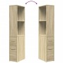 Narrow bathroom cabinet with wheels in Sonoma oak wood. by , Lockers and storage cabinets - Ref: Foro24-855297, Price: 93,15 ...