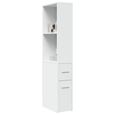 Narrow bathroom cabinet with wheels, engineered wood, white by , Lockers and storage cabinets - Ref: Foro24-855295, Price: 95...