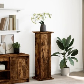 Smoked oak display pedestal with storage 31x30x90 cm by , Pot stands - Ref: Foro24-854611, Price: 66,27 €, Discount: %