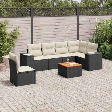 Garten-Essgruppe 7-teilig mit schwarzen Polstern aus synthetischem Rattan. von , Gartensets - Ref: Foro24-3257799, Preis: 424...