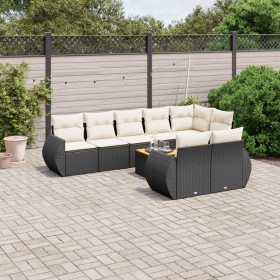 8-teiliges Gartensofa-Set und Kissen aus schwarzem Kunststoff-Rattan. von , Gartensets - Ref: Foro24-3257421, Preis: 601,50 €...