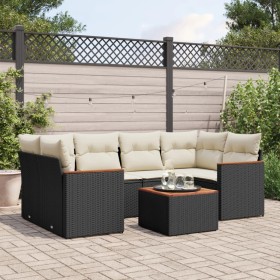 Garten-Essgruppe 7-teilig mit schwarzen Polstern aus synthetischem Rattan von , Gartensets - Ref: Foro24-3258199, Preis: 440,...