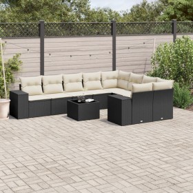 Gartensofagarnitur 10-teilig mit schwarzen Polstern aus synthetischem Rattan von , Gartensets - Ref: Foro24-3255383, Preis: 6...