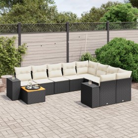 Set de sofás de jardín 10 pzas cojines ratán sintético negro by , Garden sets - Ref: Foro24-3257939, Price: 613,99 €, Discoun...