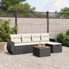 6-teiliges Gartensofa-Set und Kissen aus schwarzem Kunststoff-Rattan. von , Gartensets - Ref: Foro24-3265053, Preis: 382,99 €...