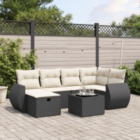 Set de comedor de jardín 7 pzas y cojines ratán sintético negro by , Garden sets - Ref: Foro24-3264112, Price: 478,99 €, Disc...