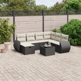 8-teiliges Gartensofa-Set und Kissen aus schwarzem Kunststoff-Rattan. von , Gartensets - Ref: Foro24-3264152, Preis: 548,14 €...