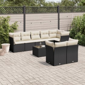 8-teiliges Gartensofa-Set und Kissen aus schwarzem Kunststoff-Rattan. von , Gartensets - Ref: Foro24-3249755, Preis: 558,19 €...