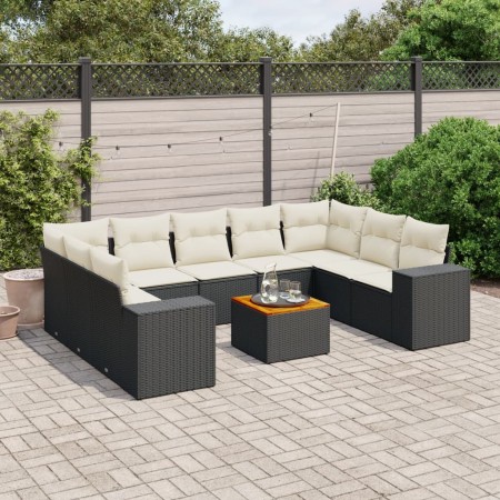 Set de sofás de jardín 10 pzas cojines ratán sintético negro by , Garden sets - Ref: Foro24-3257918, Price: 613,99 €, Discoun...