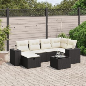 Garten-Essgruppe 7-teilig mit schwarzen Polstern aus synthetischem Rattan von , Gartensets - Ref: Foro24-3264422, Preis: 475,...