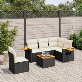 6-teiliges Gartensofa-Set und Kissen aus schwarzem Kunststoff-Rattan. von , Gartensets - Ref: Foro24-3226819, Preis: 386,04 €...