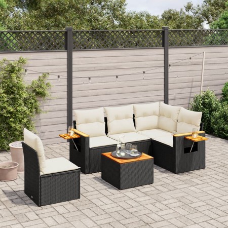 6-piece garden sofa set with black synthetic rattan cushions by , Garden sets - Ref: Foro24-3226819, Price: 399,99 €, Discoun...