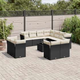 Gartensofa-Set, 12-teilig, mit schwarzen Kissen und Kunststoff-Rattan. von , Gartensets - Ref: Foro24-3250355, Preis: 832,55 ...