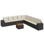 Set de sofás de jardín 10 pzas cojines ratán sintético negro by , Garden sets - Ref: Foro24-3257820, Price: 567,99 €, Discoun...