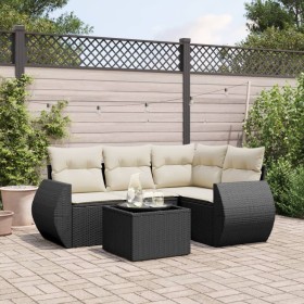 Set de muebles de jardín 5 pzas y cojines ratán sintético negro von , Gartensets - Ref: Foro24-3253653, Preis: 355,99 €, Raba...