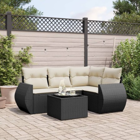 Gartenmöbel-Set 5-teilig mit schwarzen Polstern aus synthetischem Rattan von , Gartensets - Ref: Foro24-3253653, Preis: 361,8...