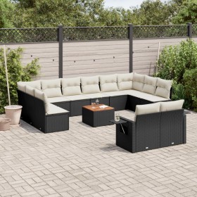 Gartensofa-Set und Kissen, 13-teilig, aus schwarzem Kunststoff-Rattan. von , Gartensets - Ref: Foro24-3257127, Preis: 807,84 ...