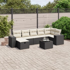 8-teiliges Gartensofa-Set und Kissen aus schwarzem Kunststoff-Rattan. von , Gartensets - Ref: Foro24-3264442, Preis: 546,93 €...