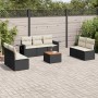 8-teiliges Gartensofa-Set und Kissen aus schwarzem Kunststoff-Rattan. von , Gartensets - Ref: Foro24-3256847, Preis: 444,40 €...