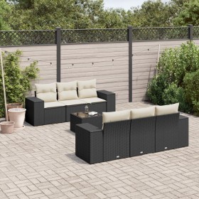 Set de comedor de jardín 7 pzas y cojines ratán sintético negro by , Garden sets - Ref: Foro24-3254643, Price: 512,99 €, Disc...