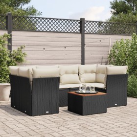 Garten-Essgruppe 7-teilig mit schwarzen Polstern aus synthetischem Rattan. von , Gartensets - Ref: Foro24-3255825, Preis: 442...