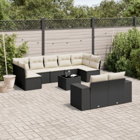 Set de sofás de jardín 10 pzas cojines ratán sintético negro by , Garden sets - Ref: Foro24-3255363, Price: 634,99 €, Discoun...