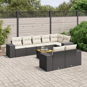 8-teiliges Gartensofa-Set und Kissen aus schwarzem Kunststoff-Rattan. von , Gartensets - Ref: Foro24-3257862, Preis: 614,78 €...