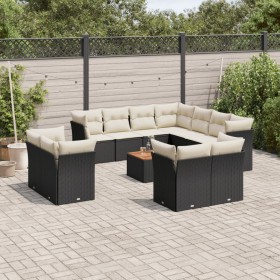 Gartensofa-Set und Kissen 12-teilig aus schwarzem Kunststoff-Rattan von , Gartensets - Ref: Foro24-3256273, Preis: 790,72 €, ...