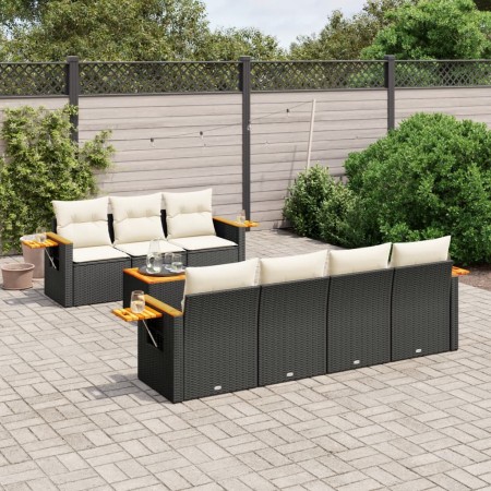 8-teiliges Gartensofa-Set und Kissen aus schwarzem Kunststoff-Rattan. von , Gartensets - Ref: Foro24-3226644, Preis: 547,23 €...