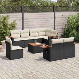 8-teiliges Gartensofa-Set und Kissen aus schwarzem Kunststoff-Rattan. von , Gartensets - Ref: Foro24-3227008, Preis: 634,62 €...