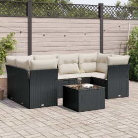 Garten-Essgruppe 7-teilig mit schwarzen Polstern aus synthetischem Rattan von , Gartensets - Ref: Foro24-3249105, Preis: 437,...