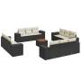 Garden sofa set with 13-piece black synthetic rattan cushions by , Garden sets - Ref: Foro24-3257708, Price: 988,21 €, Discou...