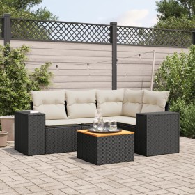 Set de muebles de jardín 5 pzas y cojines ratán sintético negro by , Garden sets - Ref: Foro24-3257757, Price: 342,99 €, Disc...