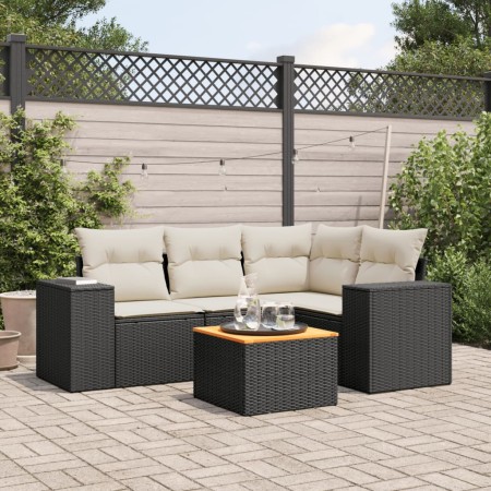 Gartenmöbel-Set 5-teilig mit schwarzen Polstern aus synthetischem Rattan von , Gartensets - Ref: Foro24-3257757, Preis: 341,0...