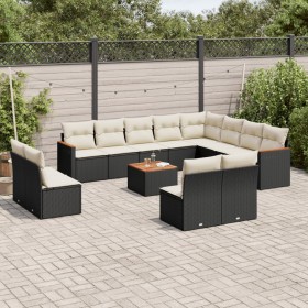 Gartensofa-Set und Kissen, 13-teilig, aus schwarzem Kunststoff-Rattan. von , Gartensets - Ref: Foro24-3258878, Preis: 723,99 ...