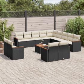 Set sofás de jardín 14 pzas con cojines ratán sintético negro by , Garden sets - Ref: Foro24-3258934, Price: 888,99 €, Discou...