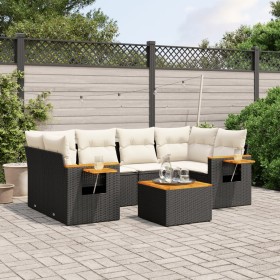 Garten-Essgruppe 7-teilig mit schwarzen Polstern aus synthetischem Rattan von , Gartensets - Ref: Foro24-3226637, Preis: 473,...