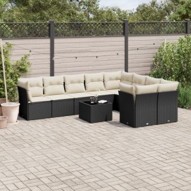 Set de sofás de jardín 10 pzas cojines ratán sintético negro de , Conjuntos de jardín - Ref: Foro24-3250015, Precio: 584,99 €...