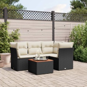 Set de muebles de jardín 5 pzas y cojines ratán sintético negro von , Gartensets - Ref: Foro24-3255951, Preis: 305,99 €, Raba...