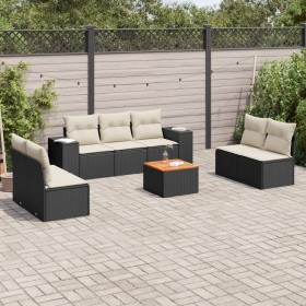 Set de sofás de jardín 8 piezas y cojines ratán sintético negro von , Gartensets - Ref: Foro24-3257729, Preis: 450,99 €, Raba...