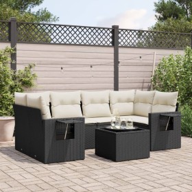 Garten-Essgruppe 7-teilig mit schwarzen Polstern aus synthetischem Rattan von , Gartensets - Ref: Foro24-3252253, Preis: 469,...