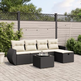 6-teiliges Gartensofa-Set und Kissen aus schwarzem Kunststoff-Rattan. von , Gartensets - Ref: Foro24-3264092, Preis: 397,00 €...