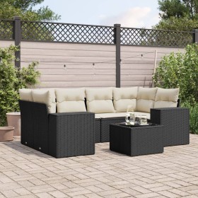 Set de comedor de jardín 7 pzas y cojines ratán sintético negro by , Garden sets - Ref: Foro24-3254653, Price: 473,99 €, Disc...