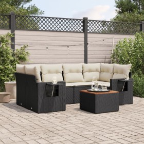 Garten-Essgruppe 7-teilig mit schwarzen Polstern aus synthetischem Rattan von , Gartensets - Ref: Foro24-3256791, Preis: 451,...